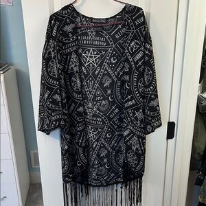 Blackcraft Cult Sigil Print Fringe Cardigan